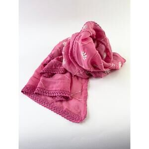 Silk Georgette Hand Embroidered Sequined Scarf Stole